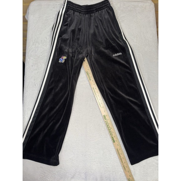 Adidas Velour Kansas Jayhawks KU Men's S Small Black Pants Vintage W/ Pockets - Picture 14 of 15